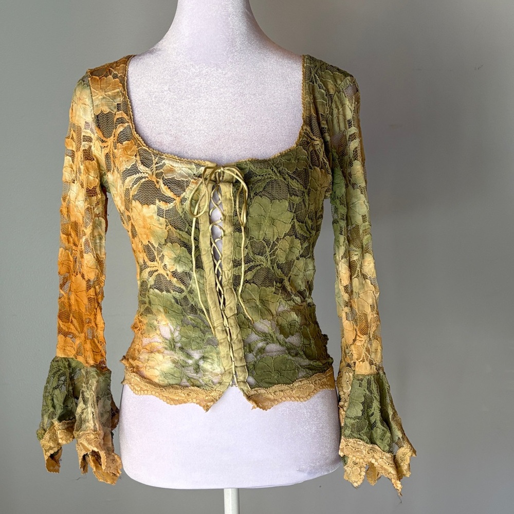 [Nana Baila] Cottage Core Lace Sheer Blouse - Size Medium NWT